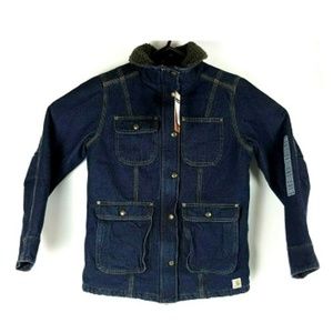 Carhartt Wesley Duck Coat Denim Fleece Liner Small